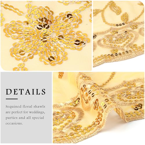 Sequin Floral Shawls, Sheer Mesh Wraps