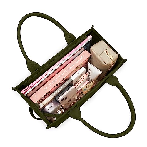 KALIDI Canvas Tote Bag with Zipper and Pockets for Women