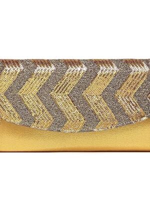 Miss Lulu Women's Gold Clutch with Detachable Chain Strap