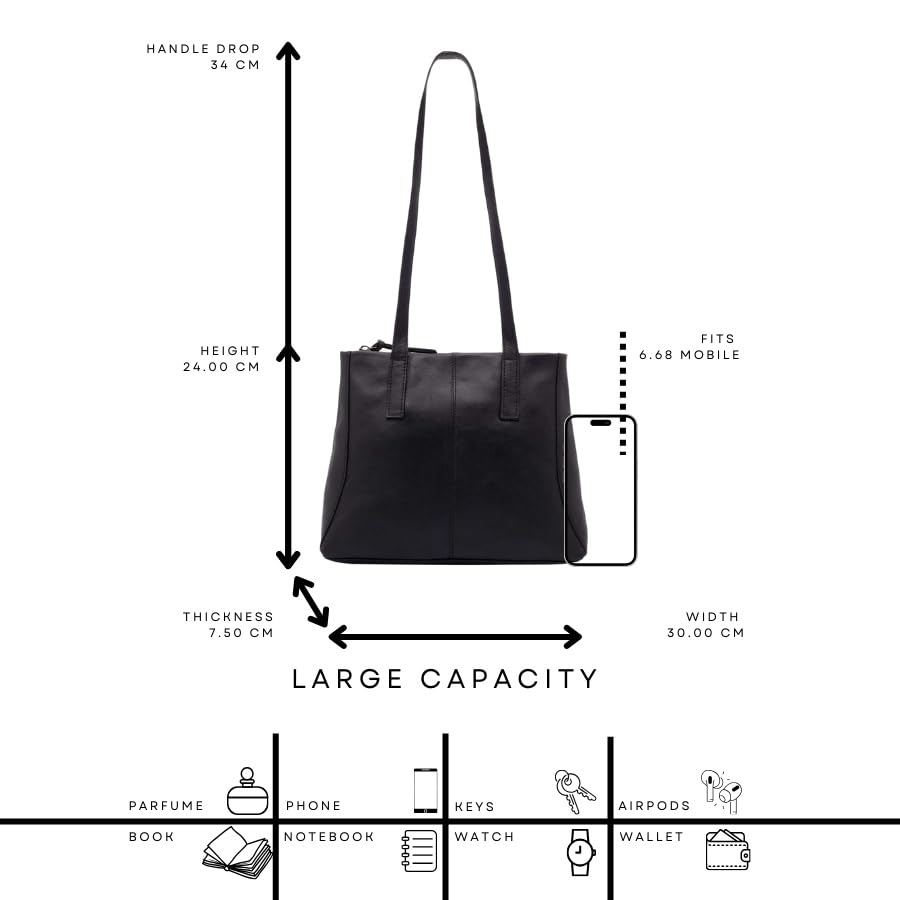 Leather Tote Bag, 25 cm