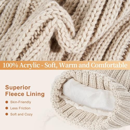 Winter Hat, Scarf & Gloves Set, Fleece Lined