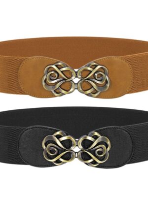 2 Pack Elastic Vintage Stretch Waist Belts