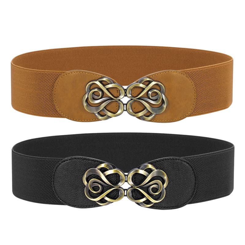2 Pack Elastic Vintage Stretch Waist Belts