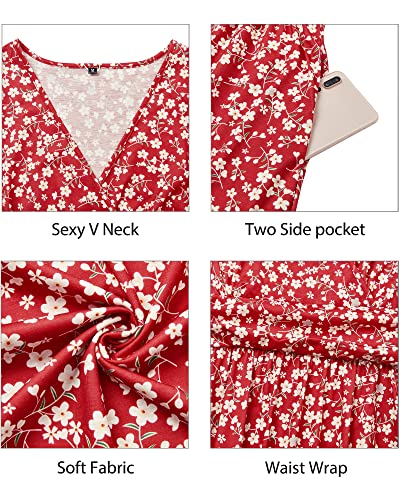 Summer V-Neck Floral Wrap Dress