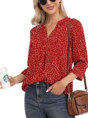 3/4 Sleeve Chiffon Blouse