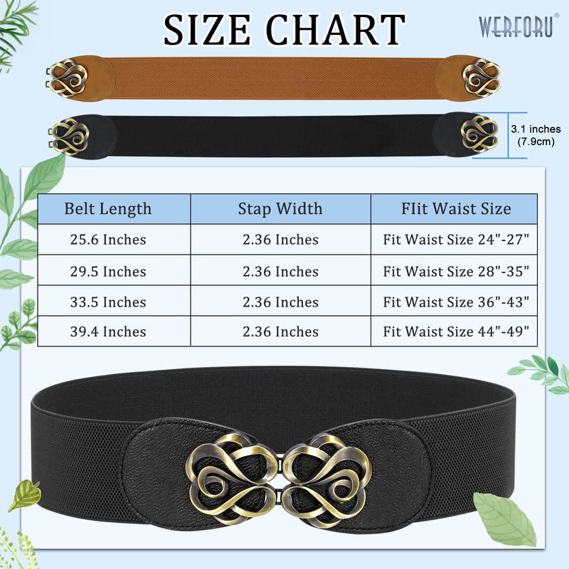 2 Pack Elastic Vintage Stretch Waist Belts