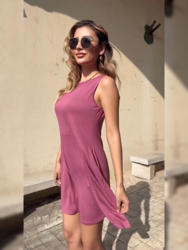 Summer Boho Swing Mini Dress with Pockets