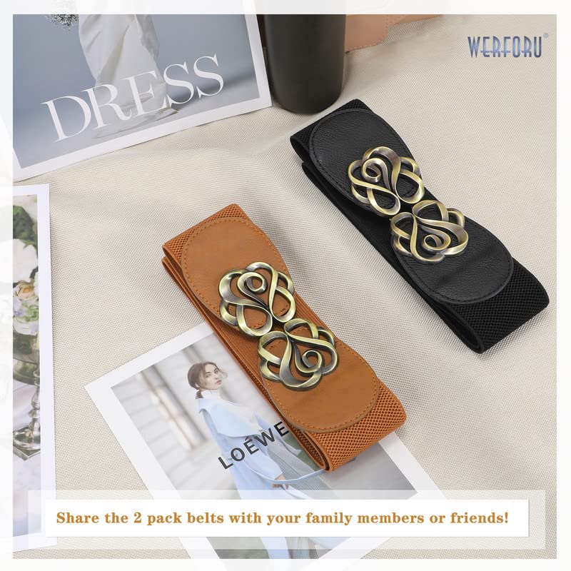 2 Pack Elastic Vintage Stretch Waist Belts