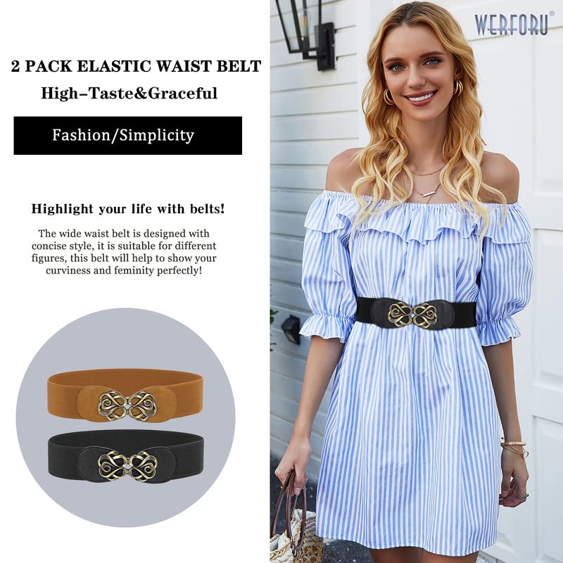 2 Pack Elastic Vintage Stretch Waist Belts