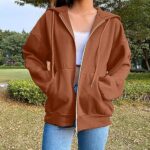 Lightweight Zip-Up Hoodie with Pockets, Long Sleeve