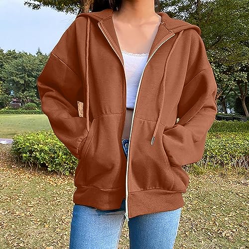Lightweight Zip-Up Hoodie with Pockets, Long Sleeve