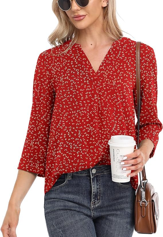 3/4 Sleeve Chiffon Blouse