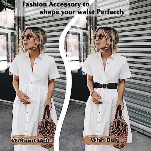 2 Pack Elastic Belts with Gold O Ring Buckle