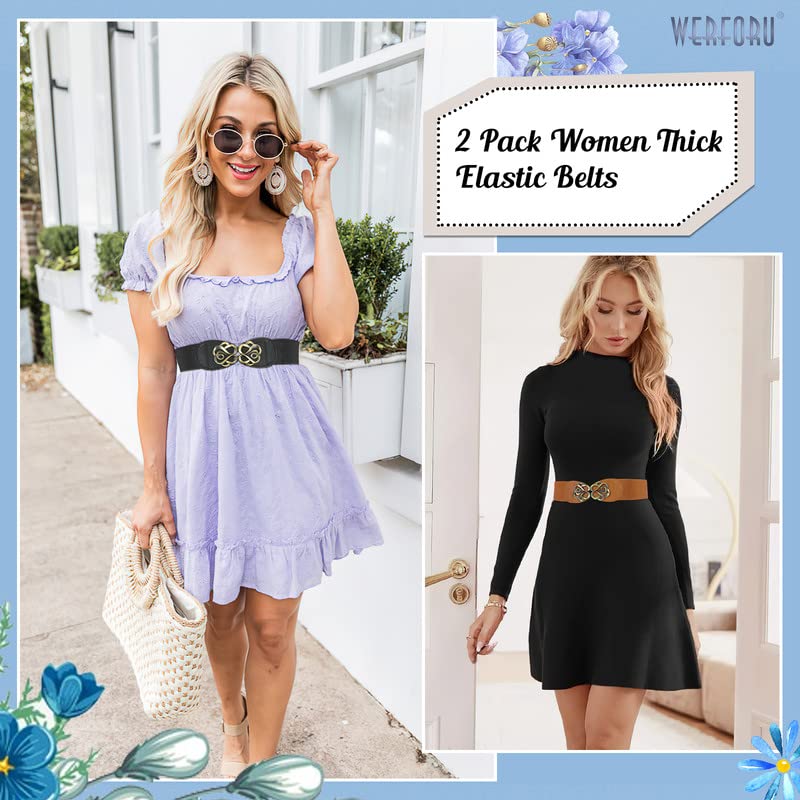 2 Pack Elastic Vintage Stretch Waist Belts
