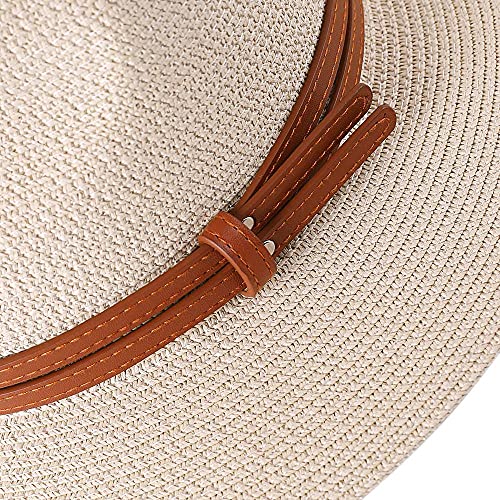 Panama Straw Hat UV Protection Fedora Beige