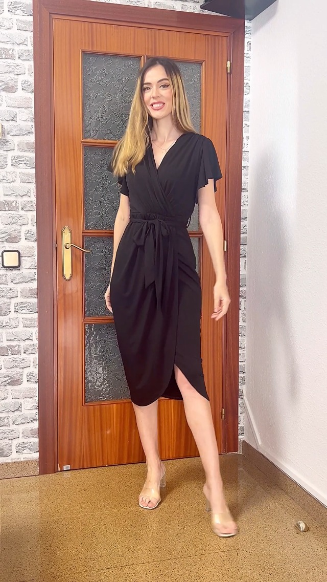 Ruffle Sleeve Ruched Wrap Maxi Dress