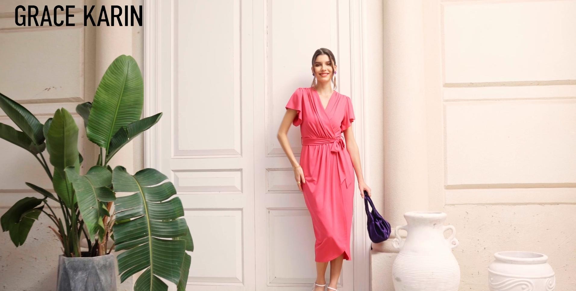 Ruffle Sleeve Ruched Wrap Maxi Dress