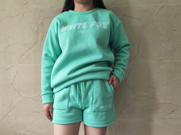 Oversized Sweatsuits White-Fox Print Set