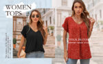 V Neck Chiffon Short Sleeve Blouse