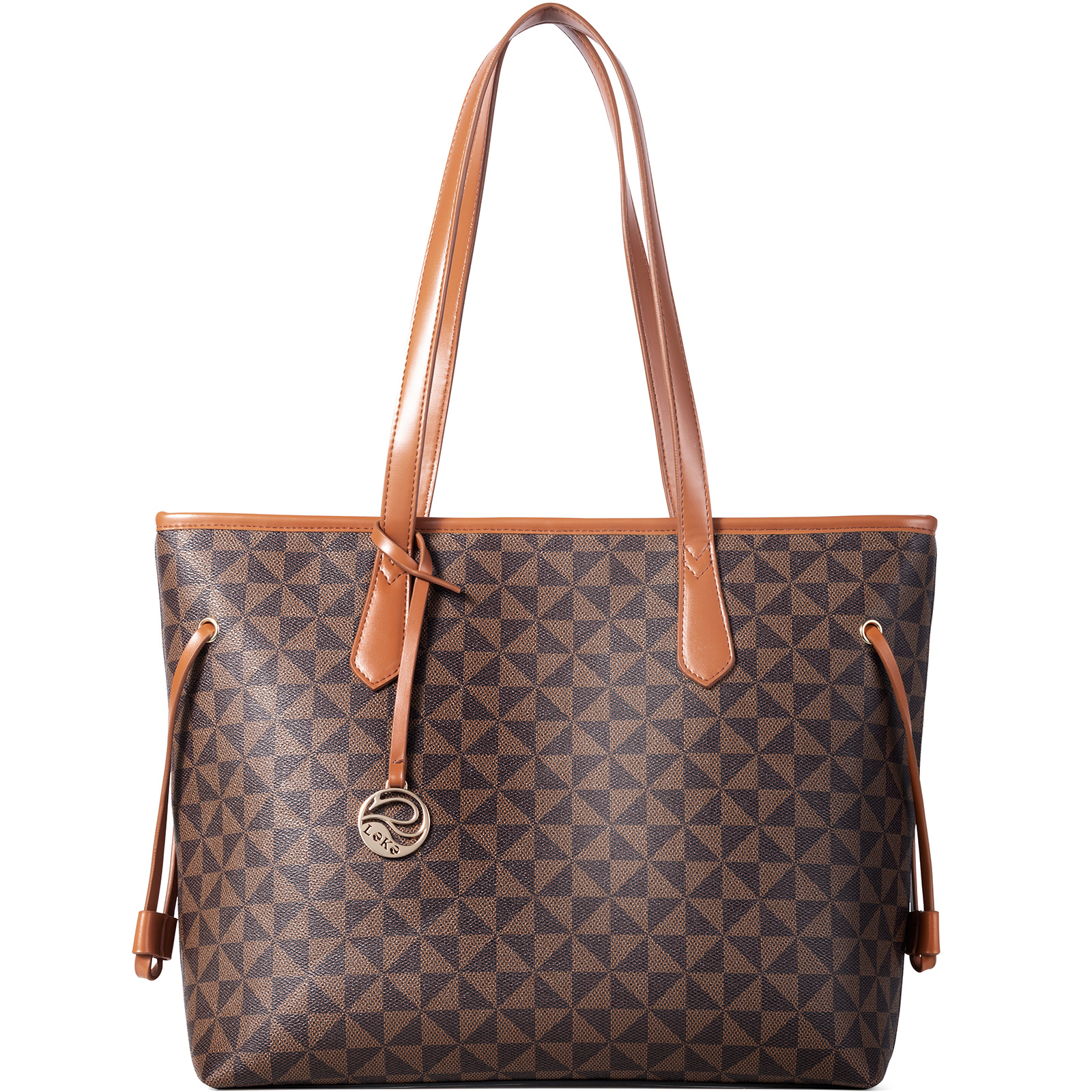 Brown Faux Leather Tote Bag