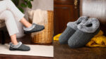 Cable Knit Slippers with Fuzzy Collar