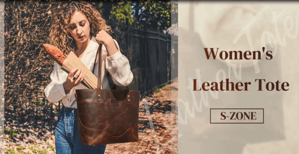 Vintage Leather Tote Bag with Crossbody Strap