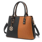PU Leather Top Handle Handbag, 25 cm