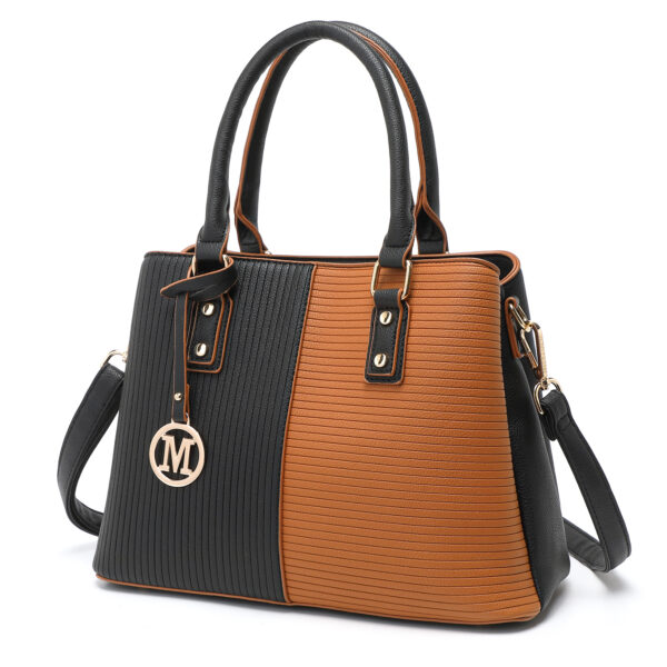 PU Leather Top Handle Handbag, 25 cm