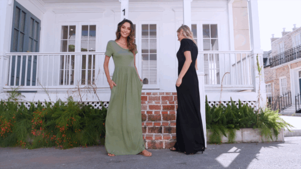 Maxi Dress with Pocket, Short Sleeve